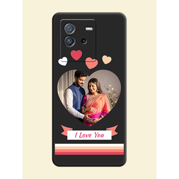 Love Shaped Photo with Colorful Stripes on Personalised Space Black Soft Matte Cases - iQOO Neo 6 5G