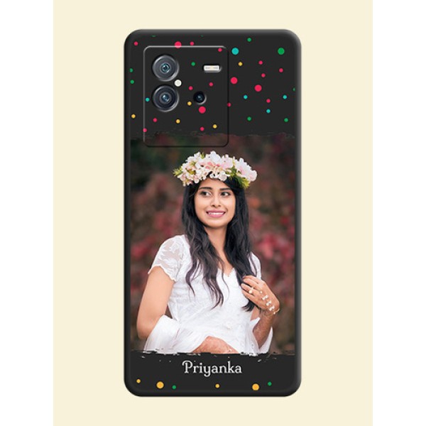 Multicolor Dotted Pattern with Text on Space Black Custom Soft Matte Phone Back Cover - iQOO Neo 6 5G Multicolor Dotted Pattern with Text on Space Black Custom Soft Matte Phone Back Cover - iQOO Neo 6 5G