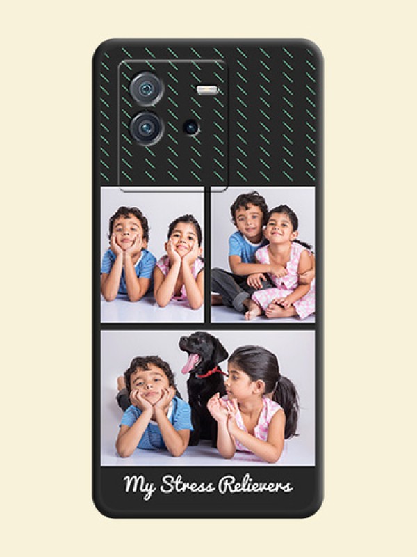 Cross Dotted Pattern with 2 Image Holder  on Personalised Space Black Soft Matte Cases - iQOO Neo 6 5G
