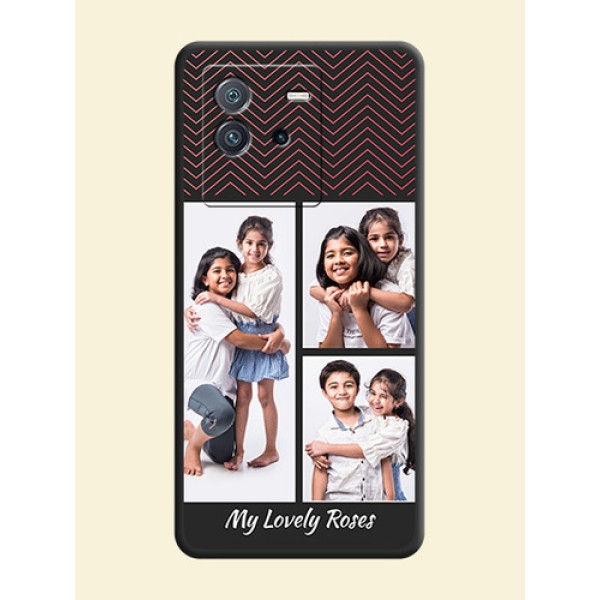 Wave Pattern with 3 Image Holder on Space Black Custom Soft Matte Back Cover - iQOO Neo 6 5G Wave Pattern with 3 Image Holder on Space Black Custom Soft Matte Back Cover - iQOO Neo 6 5G