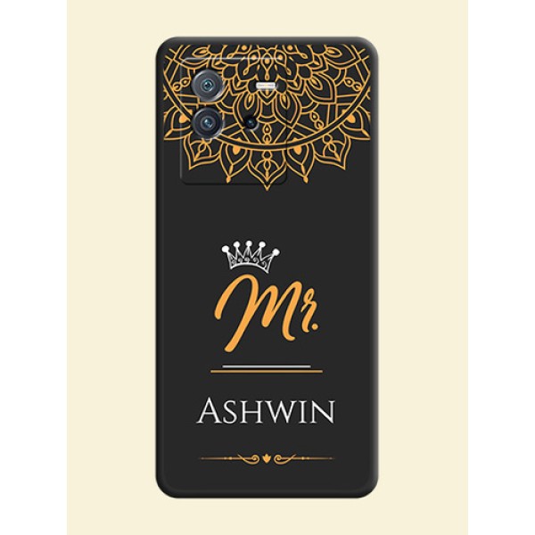 Mr Name with Floral Design on Personalised Space Black Soft Matte Cases - iQOO Neo 6 5G Mr Name with Floral Design on Personalised Space Black Soft Matte Cases - iQOO Neo 6 5G