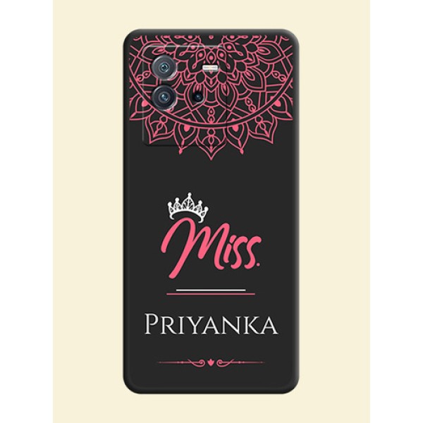 Mrs Name with Floral Design on Space Black Personalized Soft Matte Phone Covers - iQOO Neo 6 5G Mrs Name with Floral Design on Space Black Personalized Soft Matte Phone Covers - iQOO Neo 6 5G