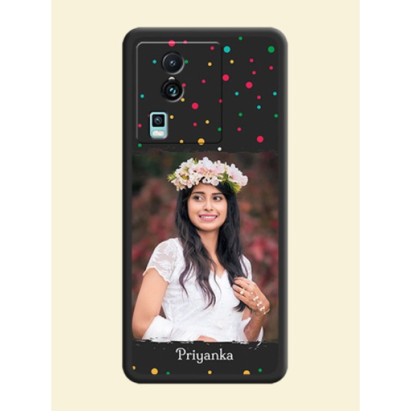 Multicolor Dotted Pattern with Text on Space Black Custom Soft Matte Phone Back Cover - iQOO Neo 7 5G Multicolor Dotted Pattern with Text on Space Black Custom Soft Matte Phone Back Cover - iQOO Neo 7 5G