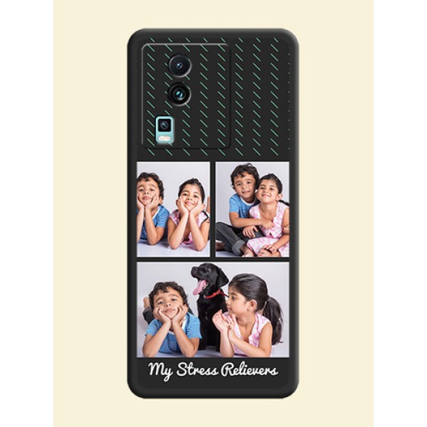 Cross Dotted Pattern with 2 Image Holder on Personalised Space Black Soft Matte Cases - iQOO Neo 7 5G Cross Dotted Pattern with 2 Image Holder on Personalised Space Black Soft Matte Cases - iQOO Neo 7 5G