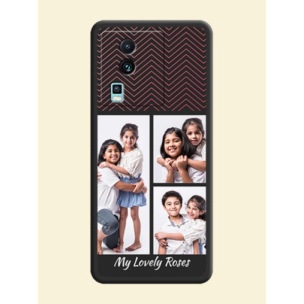 Wave Pattern with 3 Image Holder on Space Black Custom Soft Matte Back Cover - iQOO Neo 7 5G Wave Pattern with 3 Image Holder on Space Black Custom Soft Matte Back Cover - iQOO Neo 7 5G