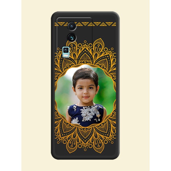 Round Image with Floral Design on Photo on Space Black Soft Matte Mobile Cover - iQOO Neo 7 5G Round Image with Floral Design on Photo on Space Black Soft Matte Mobile Cover - iQOO Neo 7 5G