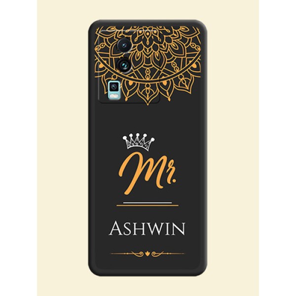 Mr Name with Floral Design on Personalised Space Black Soft Matte Cases - iQOO Neo 7 5G Mr Name with Floral Design on Personalised Space Black Soft Matte Cases - iQOO Neo 7 5G