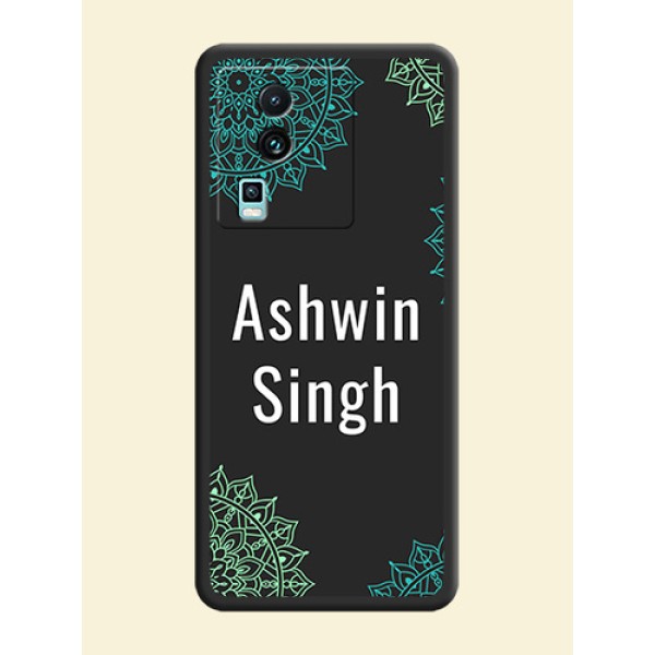 Your Name with Floral Design on Space Black Custom Soft Matte Back Cover - iQOO Neo 7 5G Your Name with Floral Design on Space Black Custom Soft Matte Back Cover - iQOO Neo 7 5G