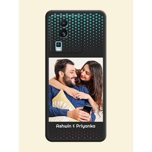 Faded Dots with Grunge Photo Frame and Text on Space Black Custom Soft Matte Phone Cases - iQOO Neo 7 5G Faded Dots with Grunge Photo Frame and Text on Space Black Custom Soft Matte Phone Cases - iQOO Neo 7 5G