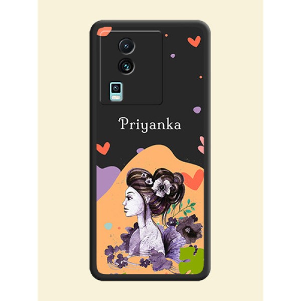 Namecase For Her With Fancy Lady Image On Space Black Personalized Soft Matte Phone Covers -Iqoo Neo 7 5G Namecase For Her With Fancy Lady Image On Space Black Personalized Soft Matte Phone Covers -Iqoo Neo 7 5G