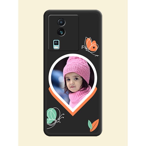Upload Pic With Simple Butterly Design On Space Black Personalized Soft Matte Phone Covers -Iqoo Neo 7 5G Upload Pic With Simple Butterly Design On Space Black Personalized Soft Matte Phone Covers -Iqoo Neo 7 5G