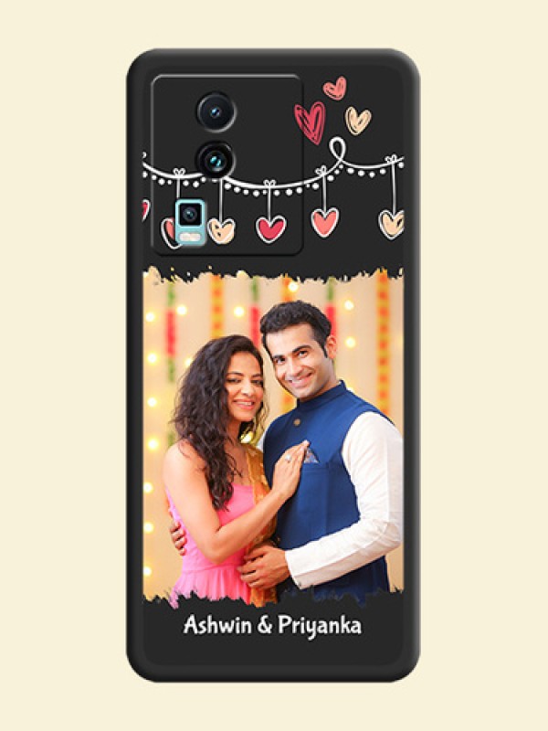Pink Love Hangings with Name on Space Black Custom Soft Matte Phone Cases -iQOO Neo 7 Pro 5G
