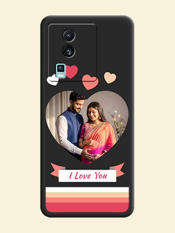 Love Shaped Photo with Colorful Stripes on Personalised Space Black Soft Matte Cases -iQOO Neo 7 Pro 5G