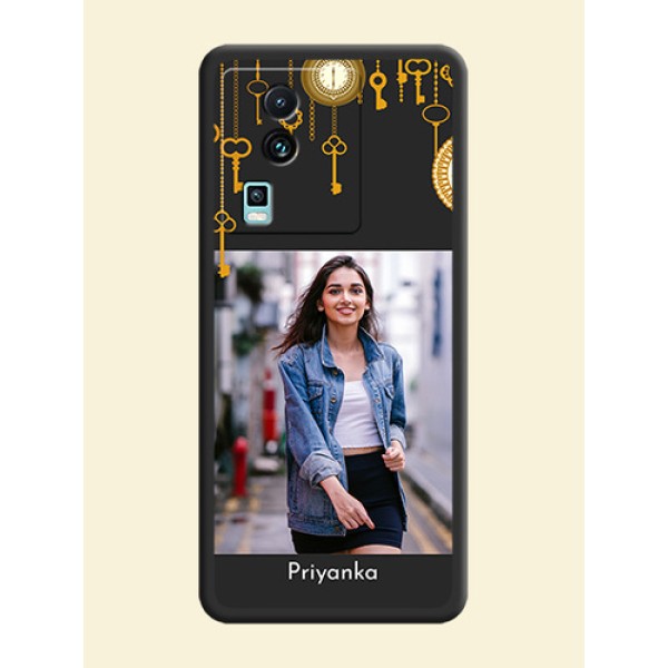 Decorative Design with Text on Space Black Custom Soft Matte Back Cover -iQOO Neo 7 Pro 5G