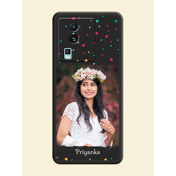Multicolor Dotted Pattern with Text on Space Black Custom Soft Matte Phone Back Cover -iQOO Neo 7 Pro 5G Multicolor Dotted Pattern with Text on Space Black Custom Soft Matte Phone Back Cover -iQOO Neo 7 Pro 5G