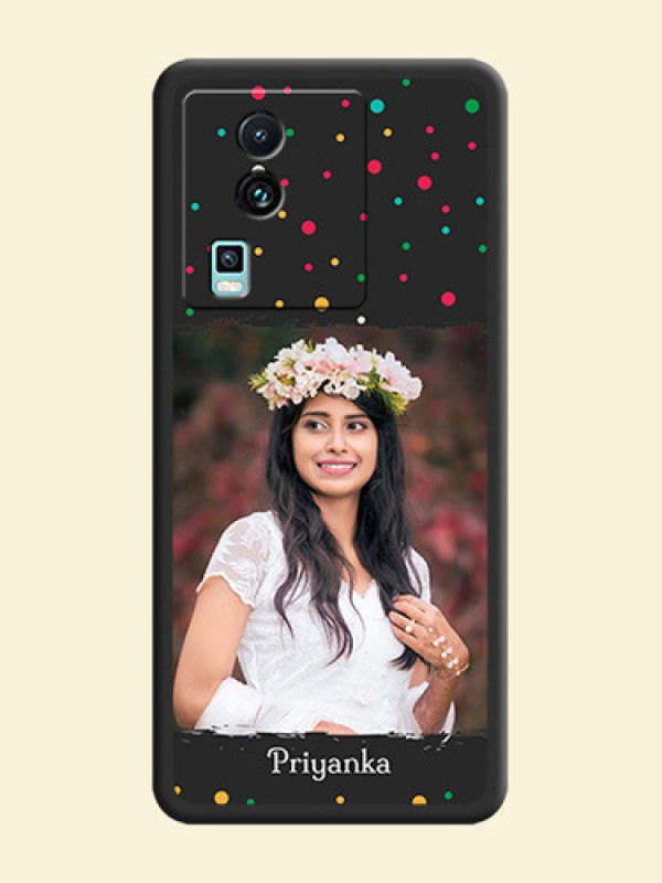 Multicolor Dotted Pattern with Text on Space Black Custom Soft Matte Phone Back Cover -iQOO Neo 7 Pro 5G