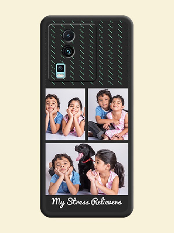 Cross Dotted Pattern with 2 Image Holder  on Personalised Space Black Soft Matte Cases -iQOO Neo 7 Pro 5G