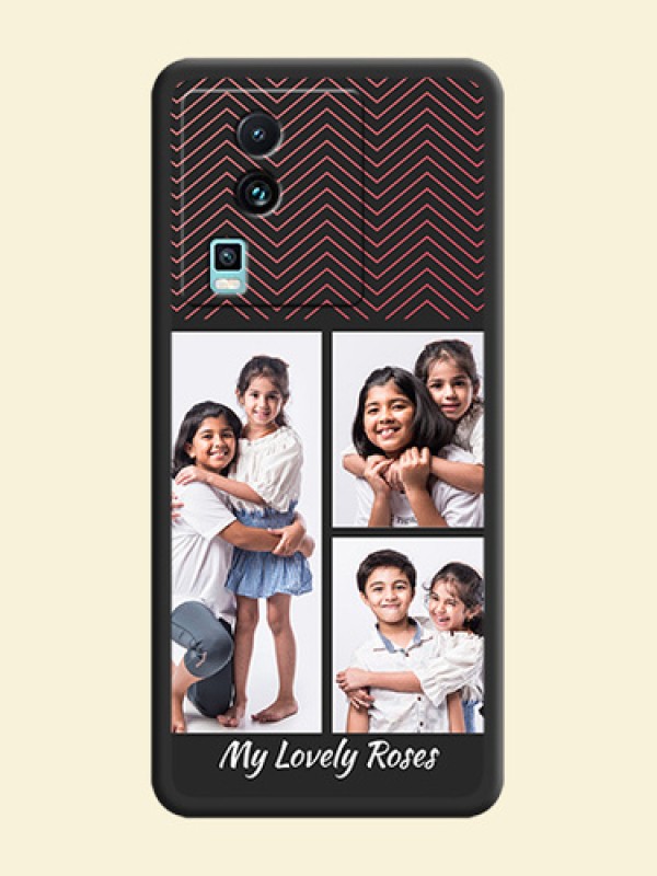 Wave Pattern with 3 Image Holder on Space Black Custom Soft Matte Back Cover -iQOO Neo 7 Pro 5G