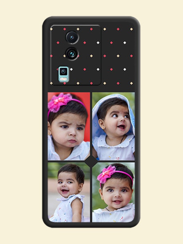 Multicolor Dotted Pattern with 4 Image Holder on Space Black Custom Soft Matte Phone Cases -iQOO Neo 7 Pro 5G