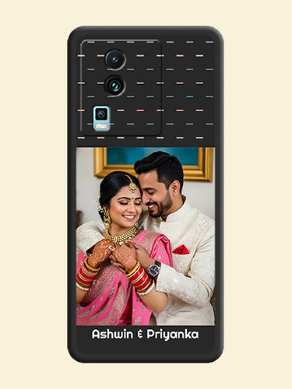 Line Pattern Design with Text on Space Black Custom Soft Matte Phone Back Cover -iQOO Neo 7 Pro 5G