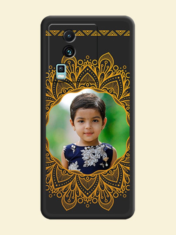 Round Image with Floral Design - Photo on Space Black Soft Matte Mobile Cover -iQOO Neo 7 Pro 5G