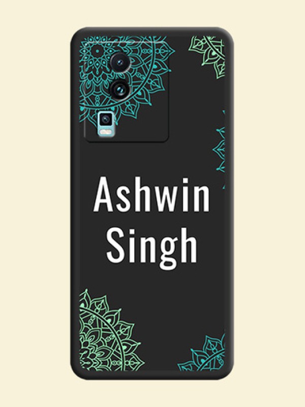 Your Name with Floral Design on Space Black Custom Soft Matte Back Cover -iQOO Neo 7 Pro 5G