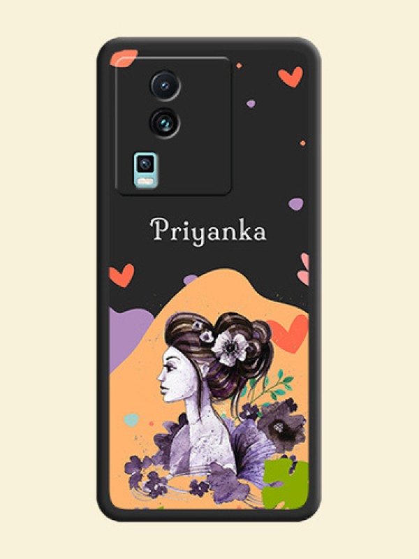 Namecase For Her With Fancy Lady Image On Space Black Personalized Soft Matte Phone Covers -iQOO Neo 7 Pro 5G