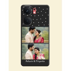 Miniature Love Symbols with Name on Space Black Custom Soft Matte Back Cover - iQOO Neo 9 Pro 5G