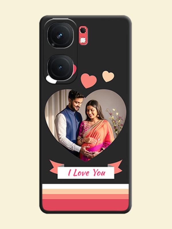 Love Shaped Photo with Colorful Stripes on Personalised Space Black Soft Matte Cases - iQOO Neo 9 Pro 5G