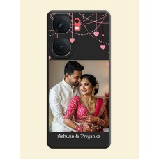 Pink Love Hangings with Text on Space Black Custom Soft Matte Back Cover - iQOO Neo 9 Pro 5G