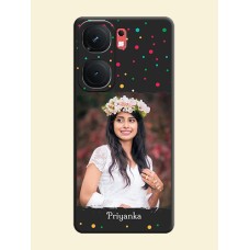 Multicolor Dotted Pattern with Text on Space Black Custom Soft Matte Phone Back Cover - iQOO Neo 9 Pro 5G
