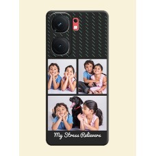 Cross Dotted Pattern with 2 Image Holder on Personalised Space Black Soft Matte Cases - iQOO Neo 9 Pro 5G