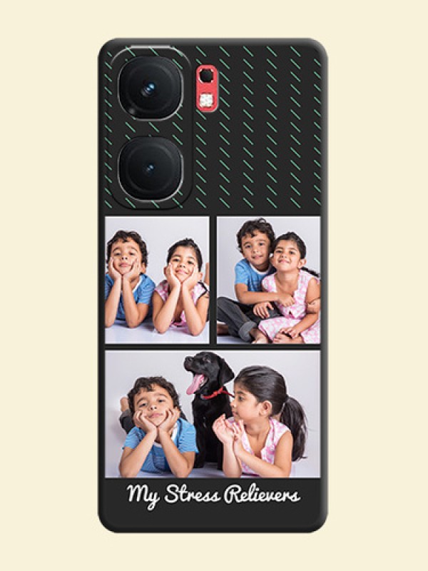 Cross Dotted Pattern with 2 Image Holder on Personalised Space Black Soft Matte Cases - iQOO Neo 9 Pro 5G