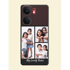Wave Pattern with 3 Image Holder on Space Black Custom Soft Matte Back Cover - iQOO Neo 9 Pro 5G