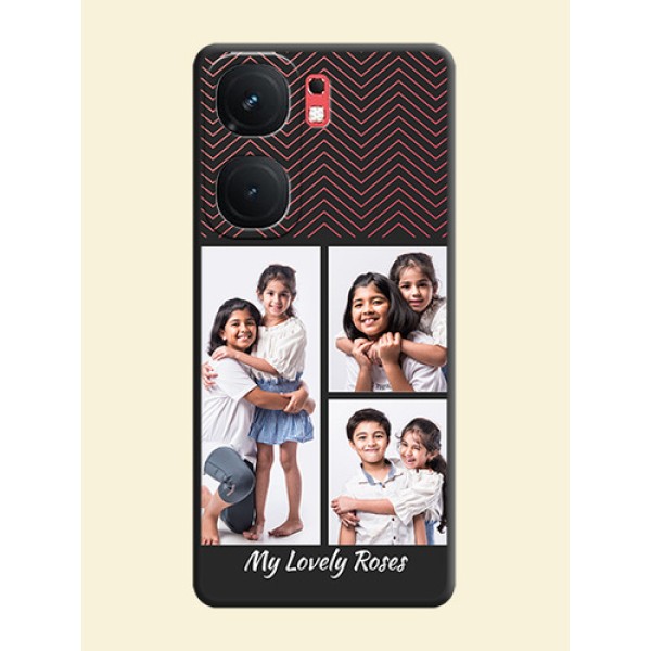 Wave Pattern with 3 Image Holder on Space Black Custom Soft Matte Back Cover - iQOO Neo 9 Pro 5G Wave Pattern with 3 Image Holder on Space Black Custom Soft Matte Back Cover - iQOO Neo 9 Pro 5G