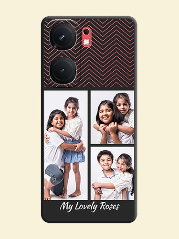 Wave Pattern with 3 Image Holder on Space Black Custom Soft Matte Back Cover - iQOO Neo 9 Pro 5G