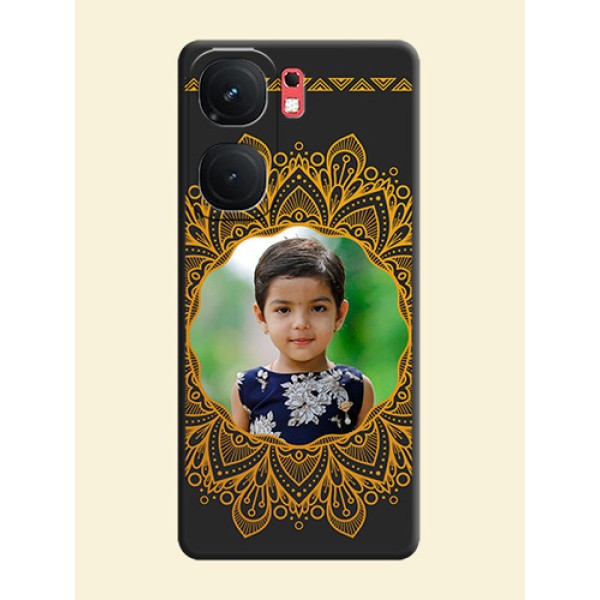 Round Image with Floral Design - Photo on Space Black Soft Matte Mobile Cover - iQOO Neo 9 Pro 5G Round Image with Floral Design - Photo on Space Black Soft Matte Mobile Cover - iQOO Neo 9 Pro 5G