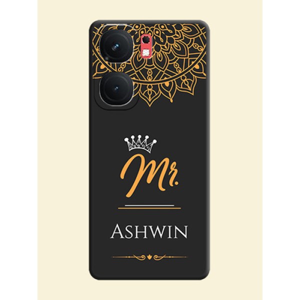 Mr Name with Floral Design on Personalised Space Black Soft Matte Cases - iQOO Neo 9 Pro 5G Mr Name with Floral Design on Personalised Space Black Soft Matte Cases - iQOO Neo 9 Pro 5G