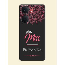 Mrs Name with Floral Design on Space Black Personalized Soft Matte Phone Covers - iQOO Neo 9 Pro 5G
