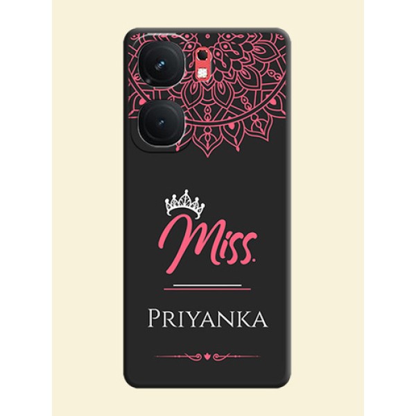Mrs Name with Floral Design on Space Black Personalized Soft Matte Phone Covers - iQOO Neo 9 Pro 5G Mrs Name with Floral Design on Space Black Personalized Soft Matte Phone Covers - iQOO Neo 9 Pro 5G
