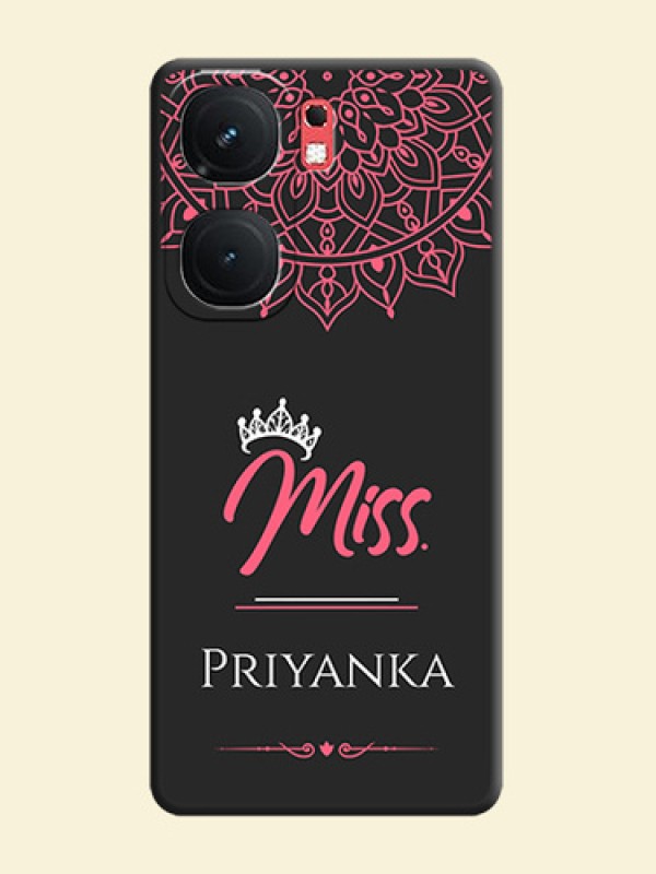 Mrs Name with Floral Design on Space Black Personalized Soft Matte Phone Covers - iQOO Neo 9 Pro 5G