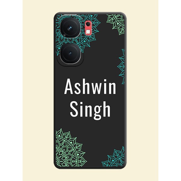 Your Name with Floral Design on Space Black Custom Soft Matte Back Cover - iQOO Neo 9 Pro 5G Your Name with Floral Design on Space Black Custom Soft Matte Back Cover - iQOO Neo 9 Pro 5G