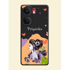 Namecase For Her With Fancy Lady Image On Space Black Personalized Soft Matte Phone Covers - iQOO Neo 9 Pro 5G