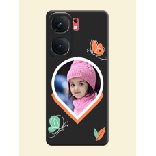 Upload Pic With Simple Butterly Design On Space Black Personalized Soft Matte Phone Covers - iQOO Neo 9 Pro 5G