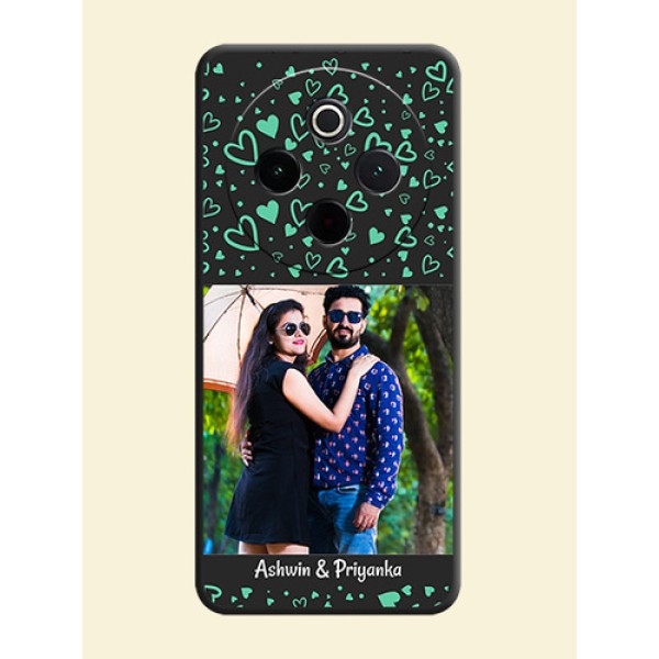 Sea Green Indefinite Love Pattern on Photo On Space Black Custom Soft Matte Mobile Back Cover - iQOO Z10 5G