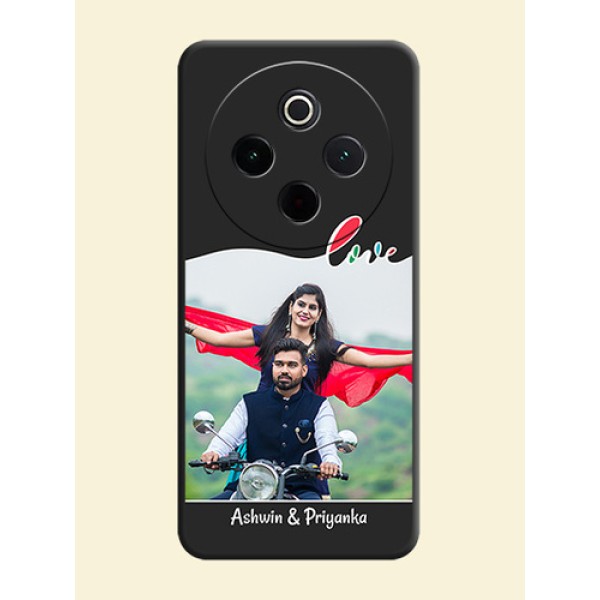 Fall in Love Pattern with Picture on Photo On Space Black Custom Soft Matte Mobile Back Cover - iQOO Z10 5G Fall in Love Pattern with Picture on Photo On Space Black Custom Soft Matte Mobile Back Cover - iQOO Z10 5G