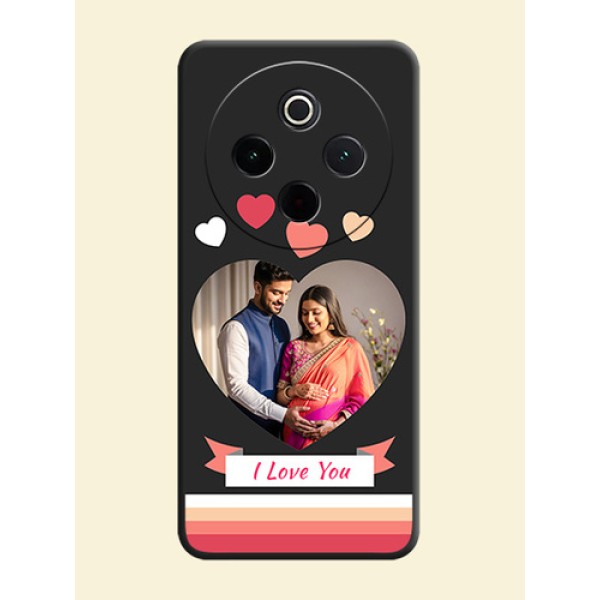 Love Shaped Photo with Colorful Stripes On Space Black Custom Soft Matte Mobile Back Cover - iQOO Z10 5G Love Shaped Photo with Colorful Stripes On Space Black Custom Soft Matte Mobile Back Cover - iQOO Z10 5G