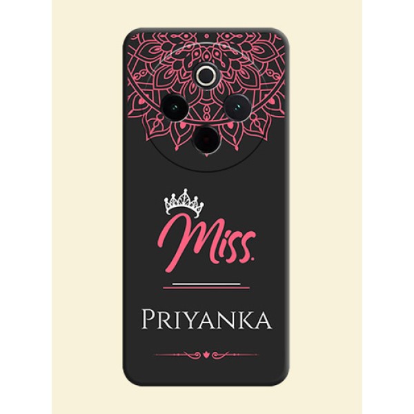 Mrs Name with Floral Design On Space Black Custom Soft Matte Mobile Back Cover - iQOO Z10 5G Mrs Name with Floral Design On Space Black Custom Soft Matte Mobile Back Cover - iQOO Z10 5G