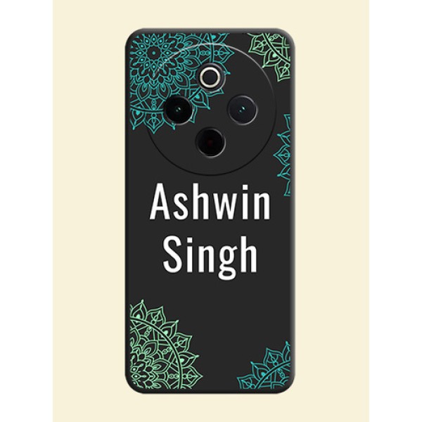Your Name with Floral Design On Space Black Custom Soft Matte Mobile Back Cover - iQOO Z10 5G Your Name with Floral Design On Space Black Custom Soft Matte Mobile Back Cover - iQOO Z10 5G