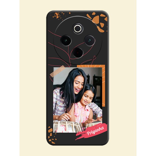 Orange Photo Frame On Space Black Custom Soft Matte Mobile Back Cover - iQOO Z10 5G Orange Photo Frame On Space Black Custom Soft Matte Mobile Back Cover - iQOO Z10 5G